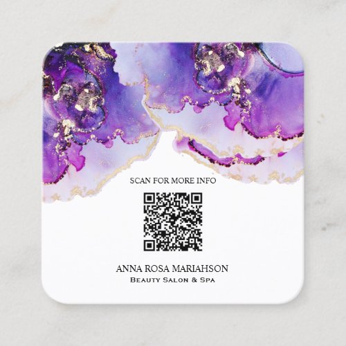  QR CODE Yummy Violet Blue Gold Gilded   AP29  Square Business Card