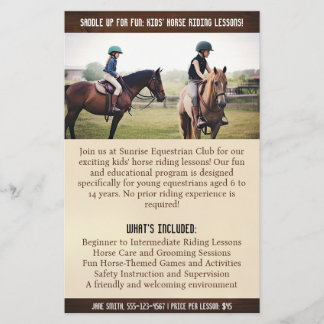 QR Coded Kids' Horse Riding Classes Flyer