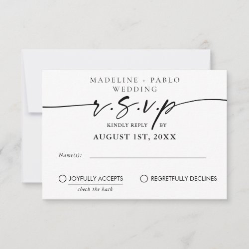 QR CodeRSVP Response Card Minimalist Script