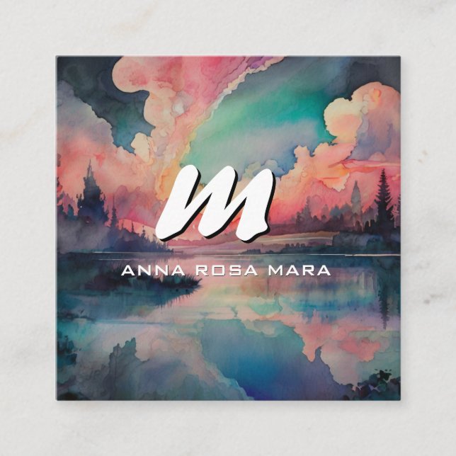 *~* QR Colorful Modern Abstract Bold AP93  Square Business Card (Front)