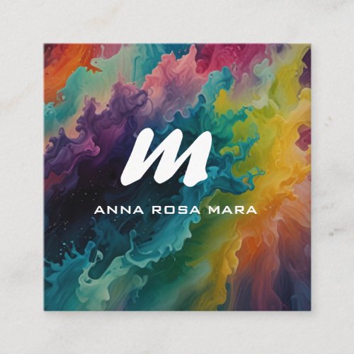*~* QR Colorful Modern Abstract Bold AP93  Square Business Card