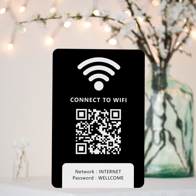 QR Connect Wifi Black Business Logo Foam Board (In Situ (Wedding))