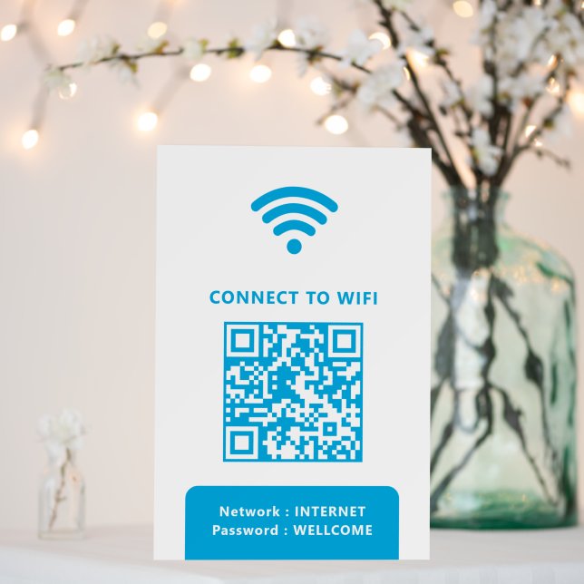 QR Connect Wifi Blue Sky Business Logo Foam Board (In Situ (Wedding))