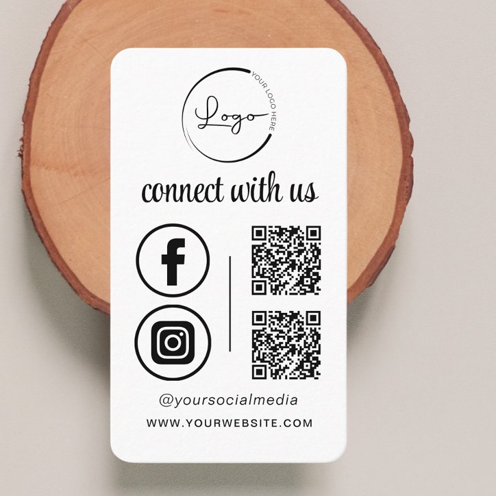 QR Connect With Us Business Logo Social Media Business Card