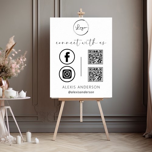 QR Connect With Us Business Logo Social Media Foam Board