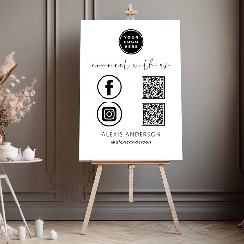 QR Connect With Us Business Logo Social Media Foam Board