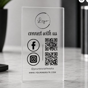 QR Connect With Us Transaprent Logo Social Media Clear Business Cards