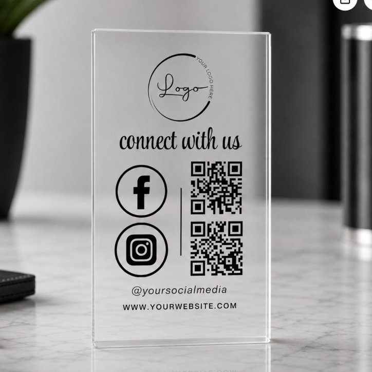 QR Connect With Us Transaprent Logo Social Media Clear Business Cards