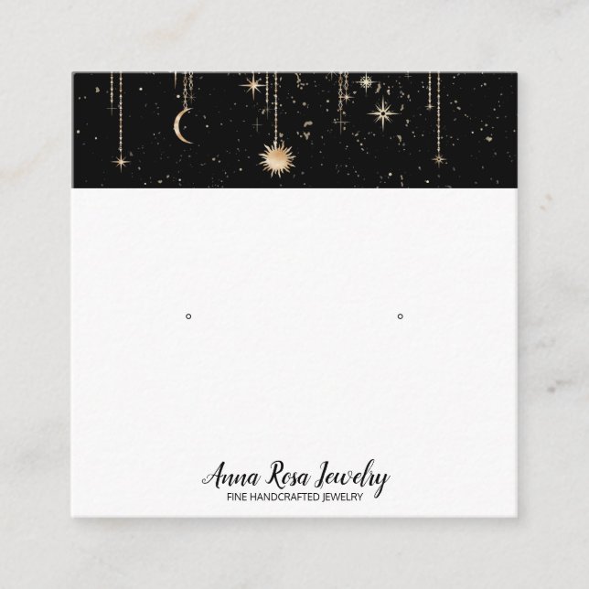 *~* QR Cosmic Celestial Sun Moon Jewelry Earring Square Business Card (Front)