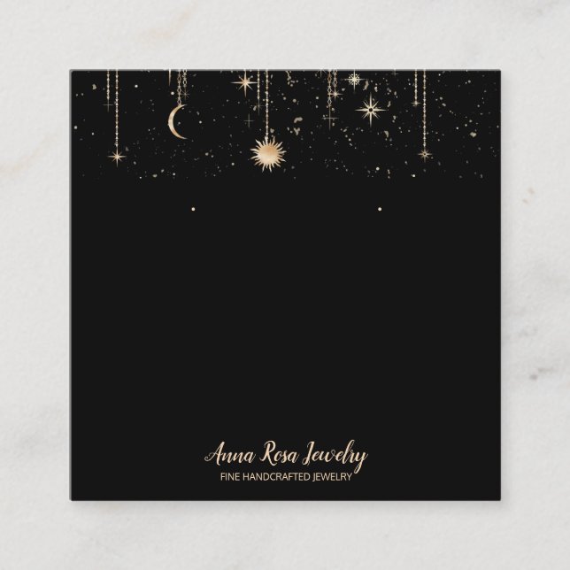 *~* QR Cosmic Celestian Moon Jewelry Earring   Square Business Card (Front)