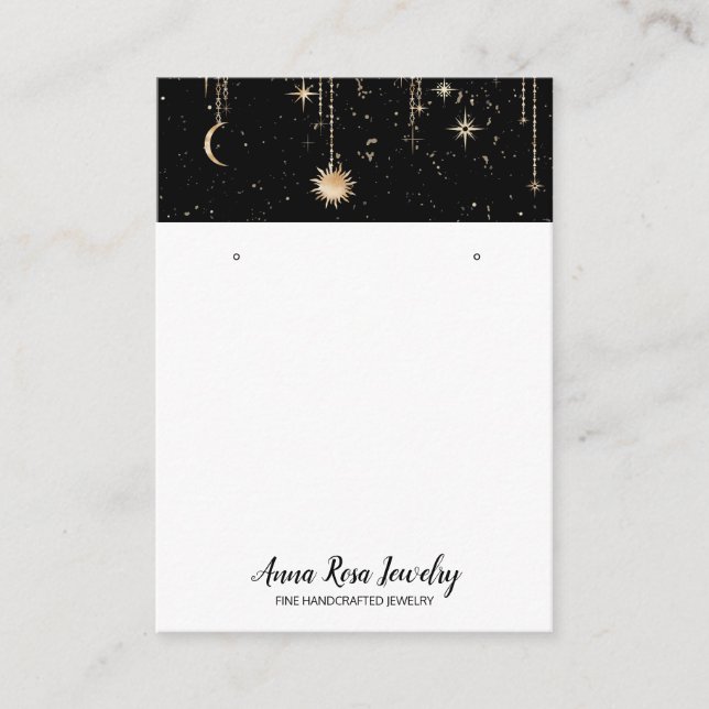 *~* QR Cosmic Celestian Sun Moon Jewelry Earring  Business Card (Front)