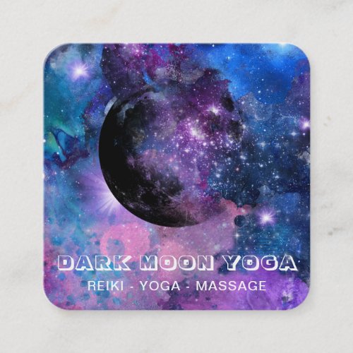  QR Cosmic Luna Stars dark MOON Lunar Celestial Square Business Card
