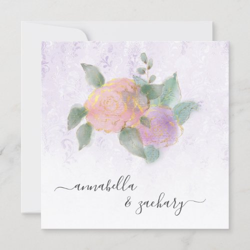 *~* QR Damask ROSE RSVP Glitter -  AR12 Wedding Invitation