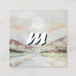 *~* QR Eggplant Abstract Landscape Nature AP93 Square Business Card