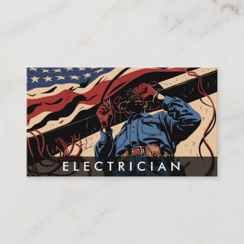  QR Electrician AP75 Photo Patriotic Flag Business Card