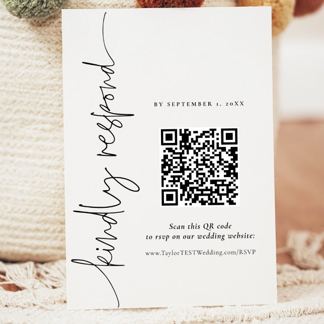 QR Elegant Calligraphy Wedding response card RSVP (Creator Uploaded)
