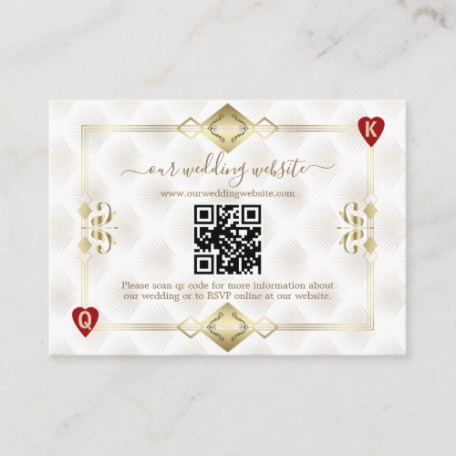 QR Elegant Gold White Art Deco 20s Casino Vegas   Enclosure Card