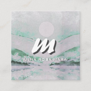 *~* QR Emerald Abstract Landscape Nature AP93 Square Business Card