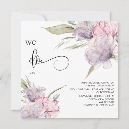 QR Floral Bouquets AR15 RSVP PINK WEDDING Invitation