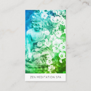 *~* QR Floral Flowers Buddha Meditation Business Card