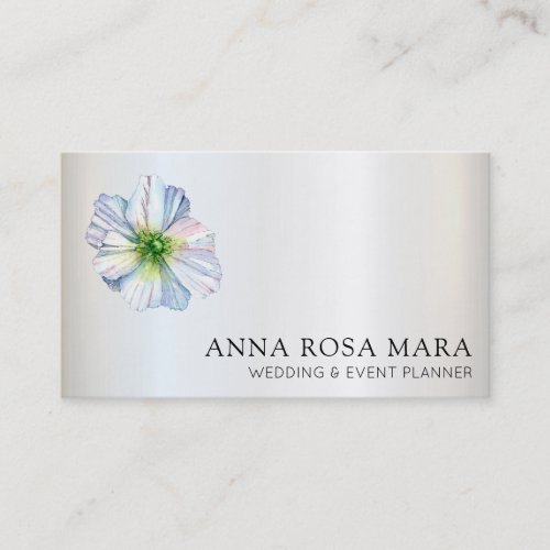  QR Flower Rainbow White Anemone Floral Business Card