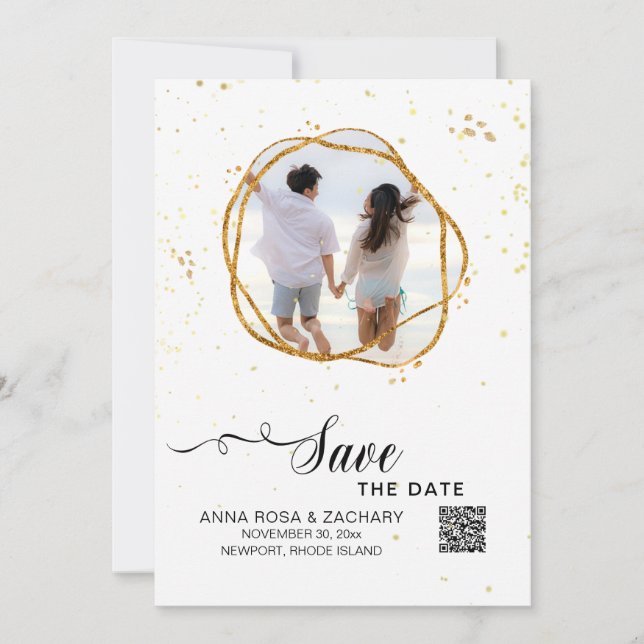 *~* QR Glitter - Wedding Website AR6 Save The Date (Front)