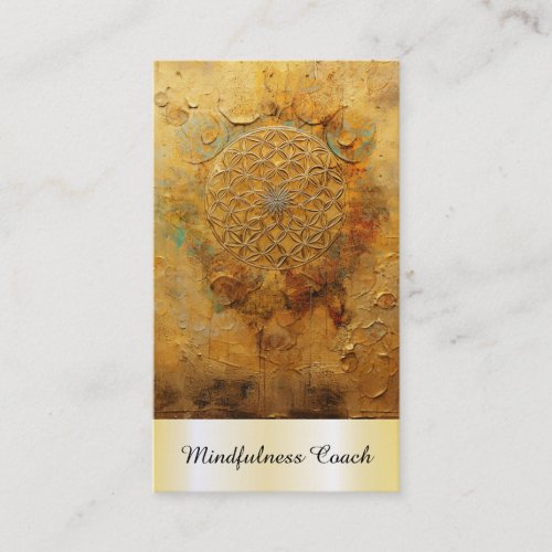  QR Gold Flower of Life AP92 Reiki Sacred Business Card