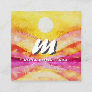 *~* QR GOLD  PINK  Abstract Landscape Nature AP93 Square Business Card