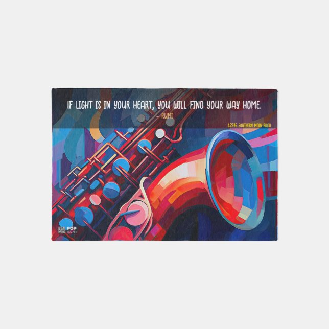 QR Jazz Music Saxophone Entry Rug Welcome Mat (Front)