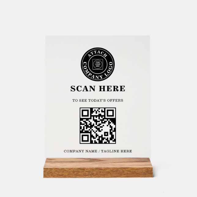 QR Logo Contactless Acrylic Sign (Front)