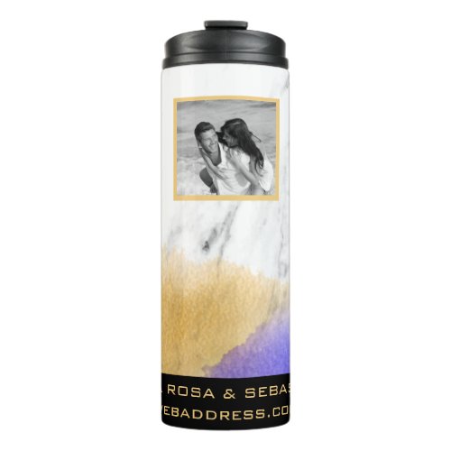  QR LOGO COUPLE Abstract Gold Purple  Thermal Tumbler
