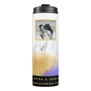 *~* QR LOGO COUPLE Photo Gold Purple Thermal Tumbler