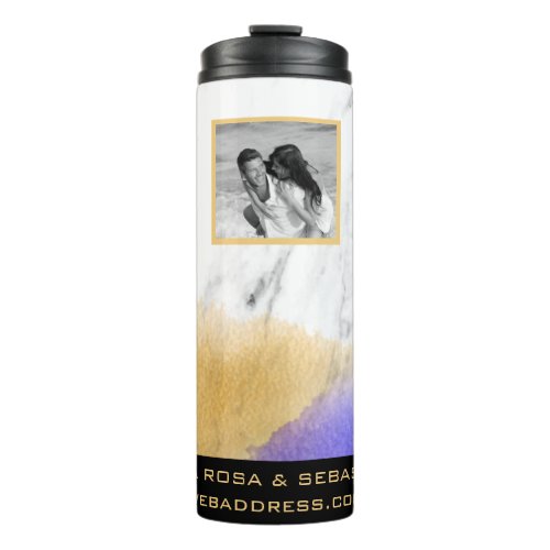 *~* QR LOGO COUPLE Photo Gold Purple  Thermal Tumbler
