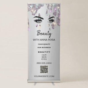 *~* QR Logo Expo Eyes Store Shop Silver Drip Retractable Banner