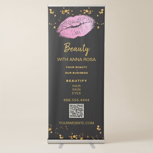  QR LOGO Expo Hot PINK LIPS Store Shop Retracta Retractable Banner