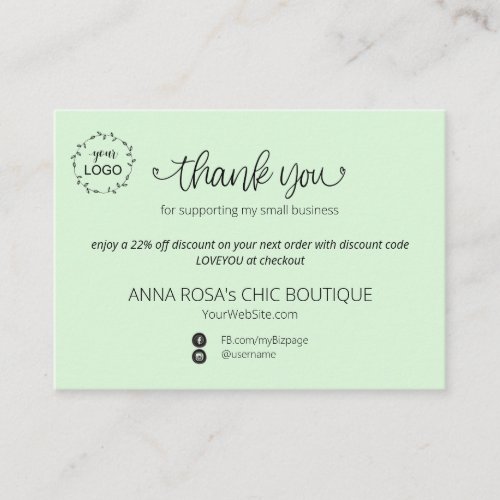 *~* QR Logo Minimal Simple Thank You Branding Enclosure Card