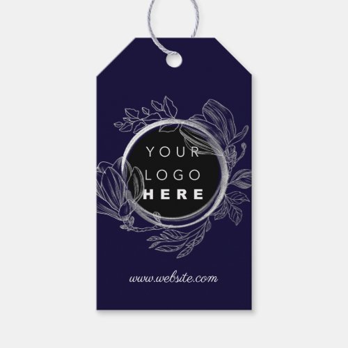 Qr Logo Product Description Price Blue Navy Silver Gift Tags