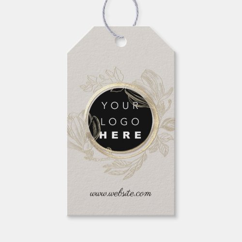 Qr Logo Product Description Price Floral Gold Gift Tags