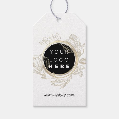 Qr Logo Product Description Price Floral White  Gift Tags