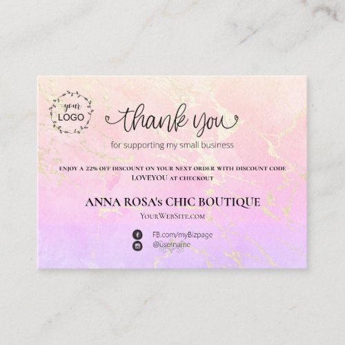 *~* QR Logo  Thank You Ombre Pink  Branding AP3  Enclosure Card