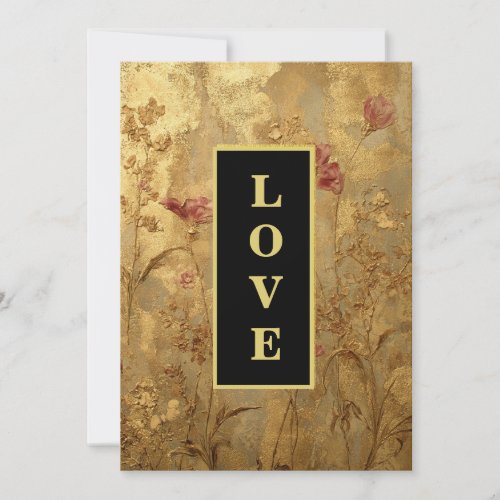 *~ QR  LOVE AR66 RSVP Vintage Gold Wedding Invitation