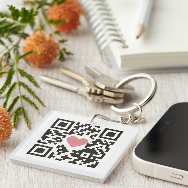 QR Love Code Keychain (Front Right)