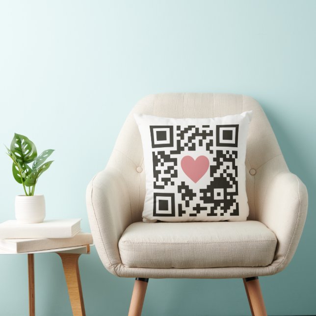 QR Love Code Throw Pillow (Chair)