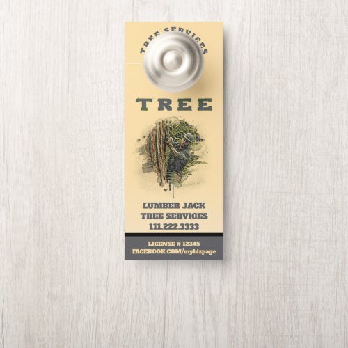 *~*  QR Lumber Jack Yellow TREE Tree Services Door Door Hanger