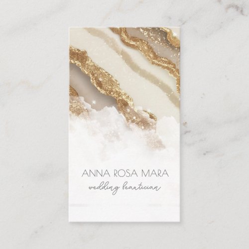 QR Luxe Agate Ivory Gold Glitter AP66 Glam Business Card