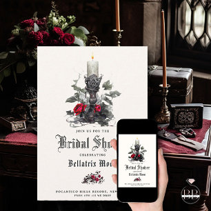 QR Macabre Crimson Rose Candle Invitation