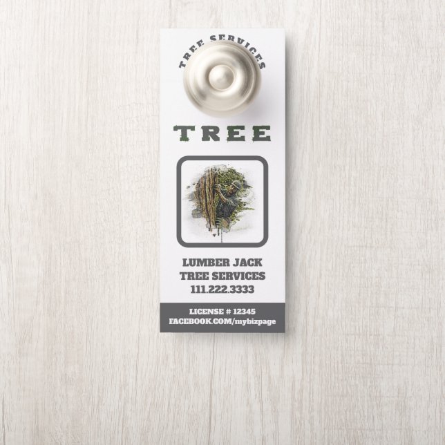 *~* QR Man  Lumber Jack Tree Services Artsy Door Hanger (On Knob)
