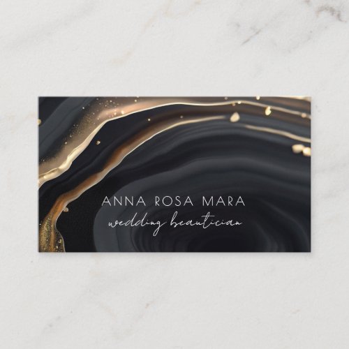  QR Marble Black Gold Glitter Glam AP66 Luxe Business Card