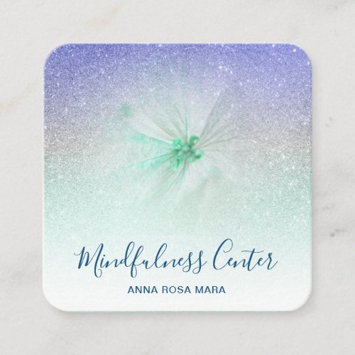 QR Meditation Reiki Yoga Floral Glitter Flower Square Business Card