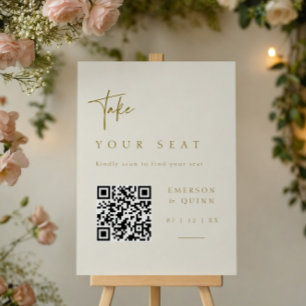 QR Mobile Seating Chart Sign Wedding Table Poster